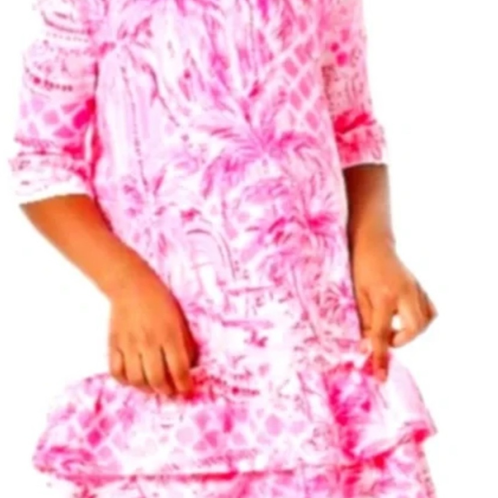 Lilly Pulitzer GIRLS LARGE (8-10) Kailyn Pink Blossom Palm Beach Paradise Dress